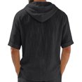 thumbnail image 5 of Men's Linen Hoodies Elbow Length Sleeve Pullover Hooded Shirts Summer Causal Beach Vacation Hoodies, 2XL, 5 of 7