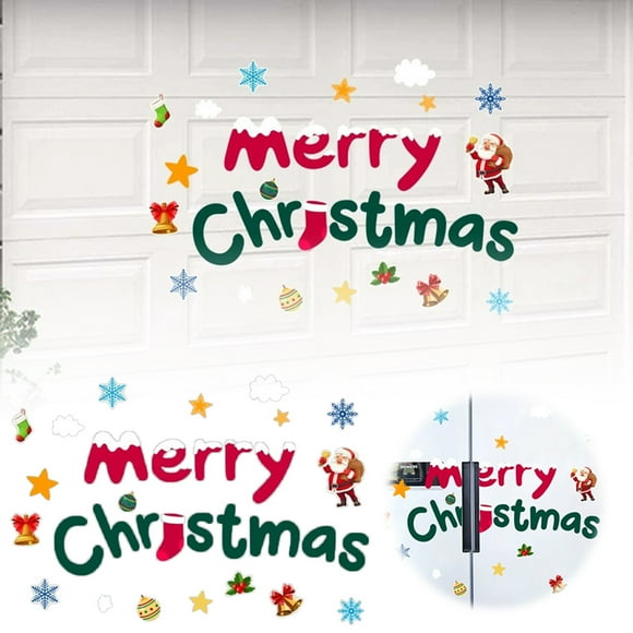 WMQPNNS New Trending Decals for Garage Door 32 Pcs Large Merry Door with Santa & Colorful for Outdoor Holiday Todays Deals Clearance Sale
