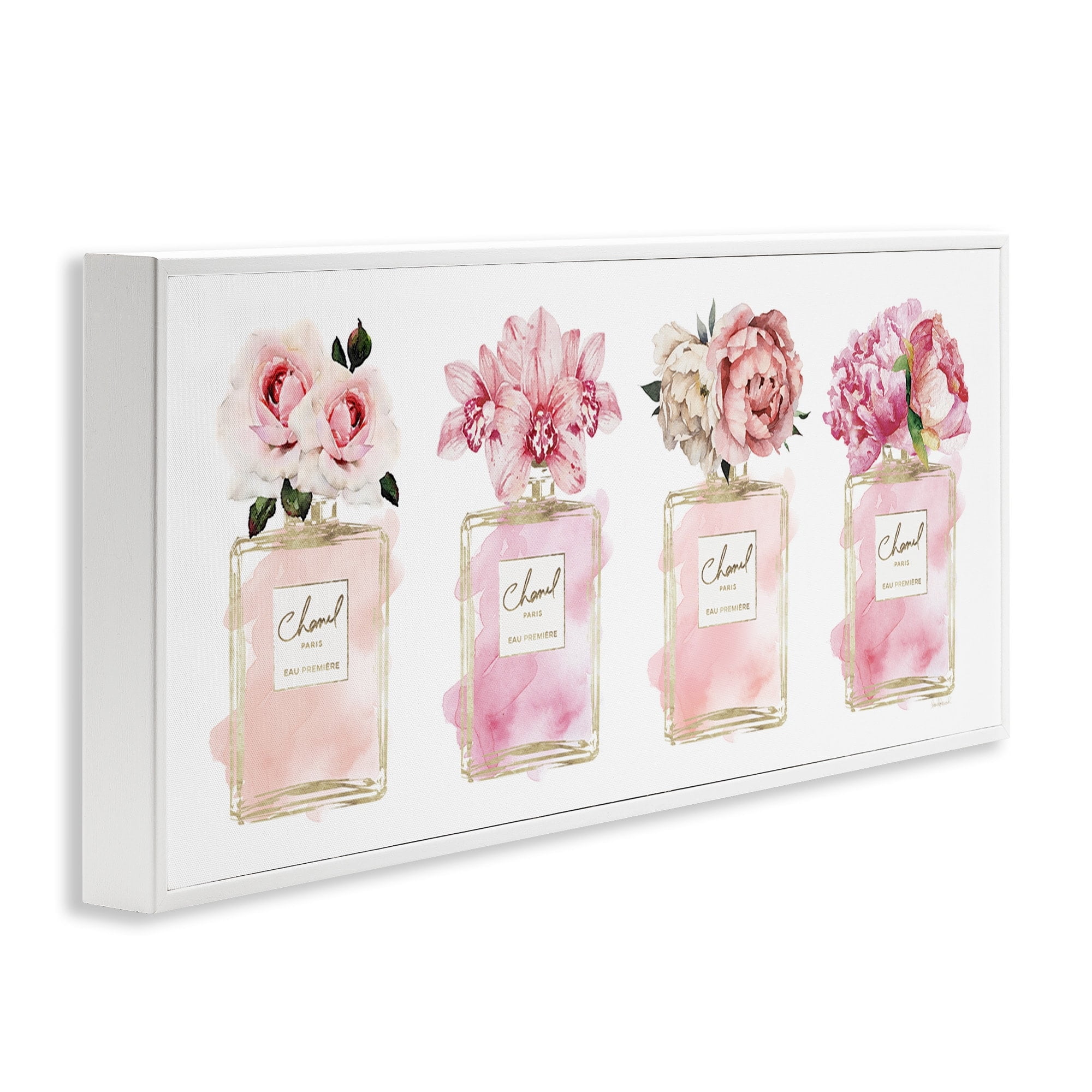 Stupell Industries Pink Floral Bouquets Glam Designer Fashion Jars, 13 x 30,Design by Amanda Greenwood