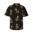 thumbnail image 3 of Balery Gold Glitter Pineapples Print Men's Hawaiian Shirts Short Sleeve Beach Shirt Relaxed Fit Vacation Button Down Shirts-Large, 3 of 9