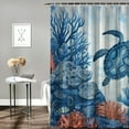 thumbnail image 2 of Orinice  Watercolor Beautiful Sea Turtles Coral Shower Curtain Set Decorative Fantasy Underwater Nautical Style Animals Sea Turtles  Shower Curtain, Toilet Cover, U-Mat, Floor Mat 69x72, 2 of 7