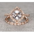 thumbnail image 2 of Antique 1.60 carat Cushion Cut Real Morganite Ring Bridal Set with man made diamond moissanite On Sterling Silver with 18k Gold Plating, 2 of 6