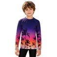 thumbnail image 3 of lnmuld Kids Sun Protection Shirt Boys Girls Long Sleeve Rash Guard UPF 50+ UV Swim Shirt Unisex Toddler Youth Print Tee Purple,5-6 Years, 3 of 6