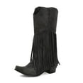 thumbnail image 7 of Fringe Cowboy Boots for Women Vintage Leather Chunky Heel Pull on Tassel Knee High Cowgirl Booties, 7 of 7