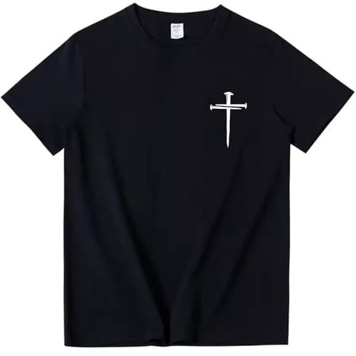 Three Nails Cross T-Shirt God Christian Faith Jesus Shirt Crew Neck Short Sleeve Tee Tops