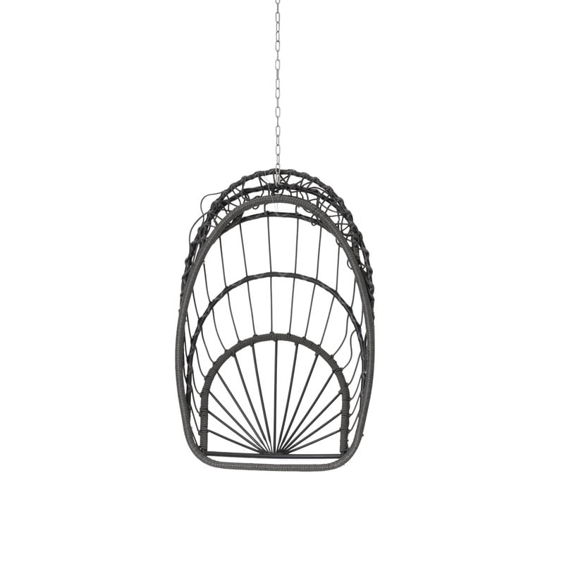Hanging Egg Chair Without Stand, Indoor Outdoor Wicker Rattan Swing Egg Chair with Hanging Chain, Hammock Chair with UV Resistant Cushion