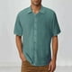 thumbnail image 1 of Blusa y camisa de manga corta con cuello vuelto para hombre, informal, lisa, a la moda, con cuello vuelto y bolsillo, con botones, de manga corta, 1 of 6
