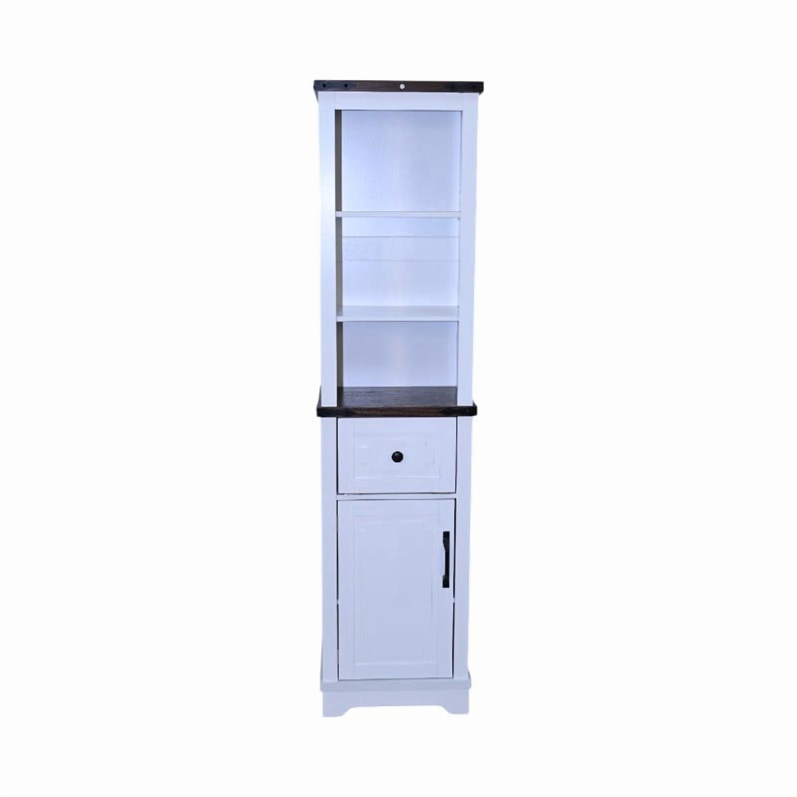 Leumius 63" Tall Narrow Storage Cabinet,Farmhouse Storage Cabinet with Adjustable Shelves & Storage Drawer for Bathroom, Living Room,White