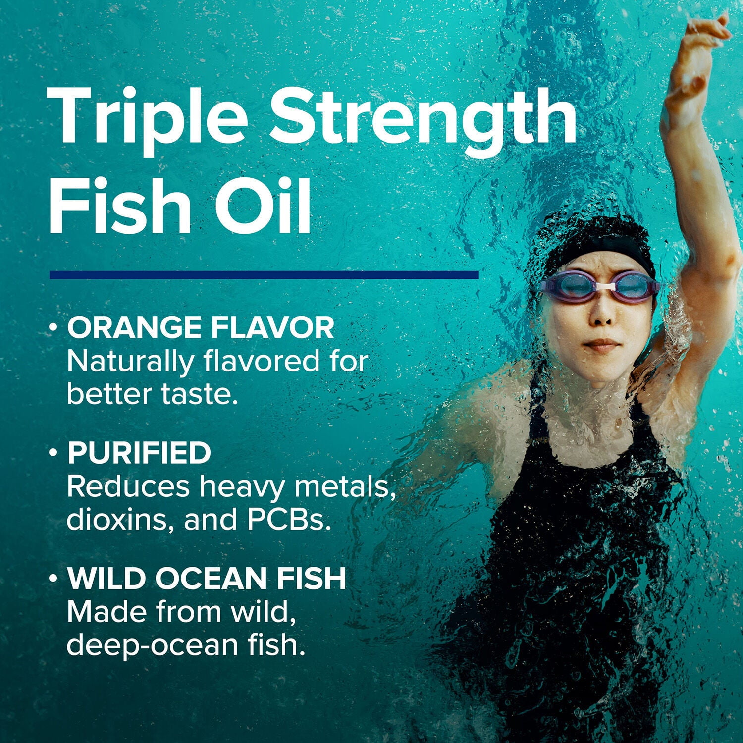 GNC Triple Strength Fish Oil Liquid Supplement, 1000mg EPA DHA Omega 3s, Wild Deep Ocean Caught, Heart, Brain, Skin, Eye and Joint Health, Natural Orange Flavor, 8 Fl Oz, 47 Servings