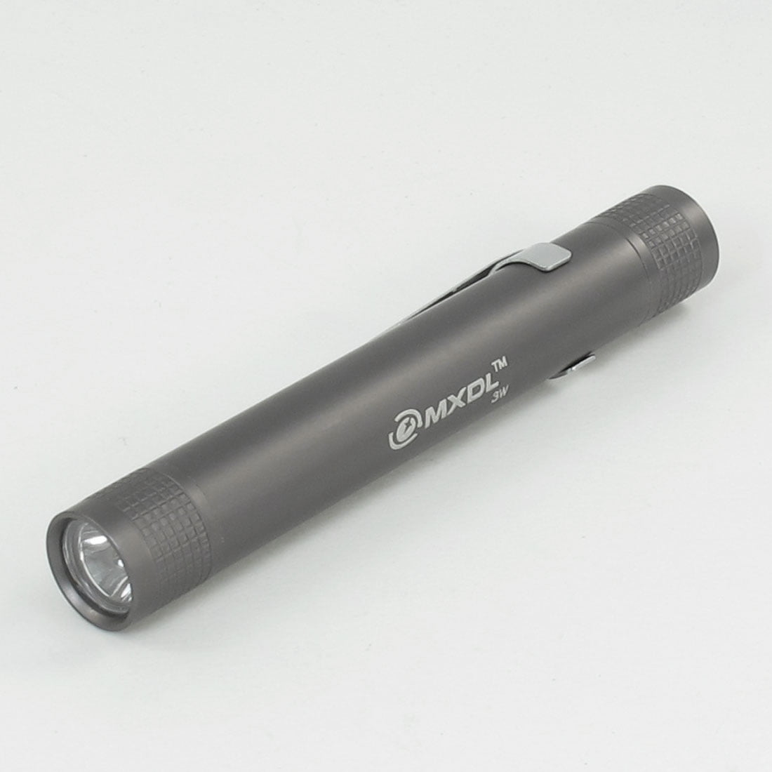 Outdoor Camping Gray Aluminum Alloy White LED Light Clip Flashlight Torch by Unique-Bargains