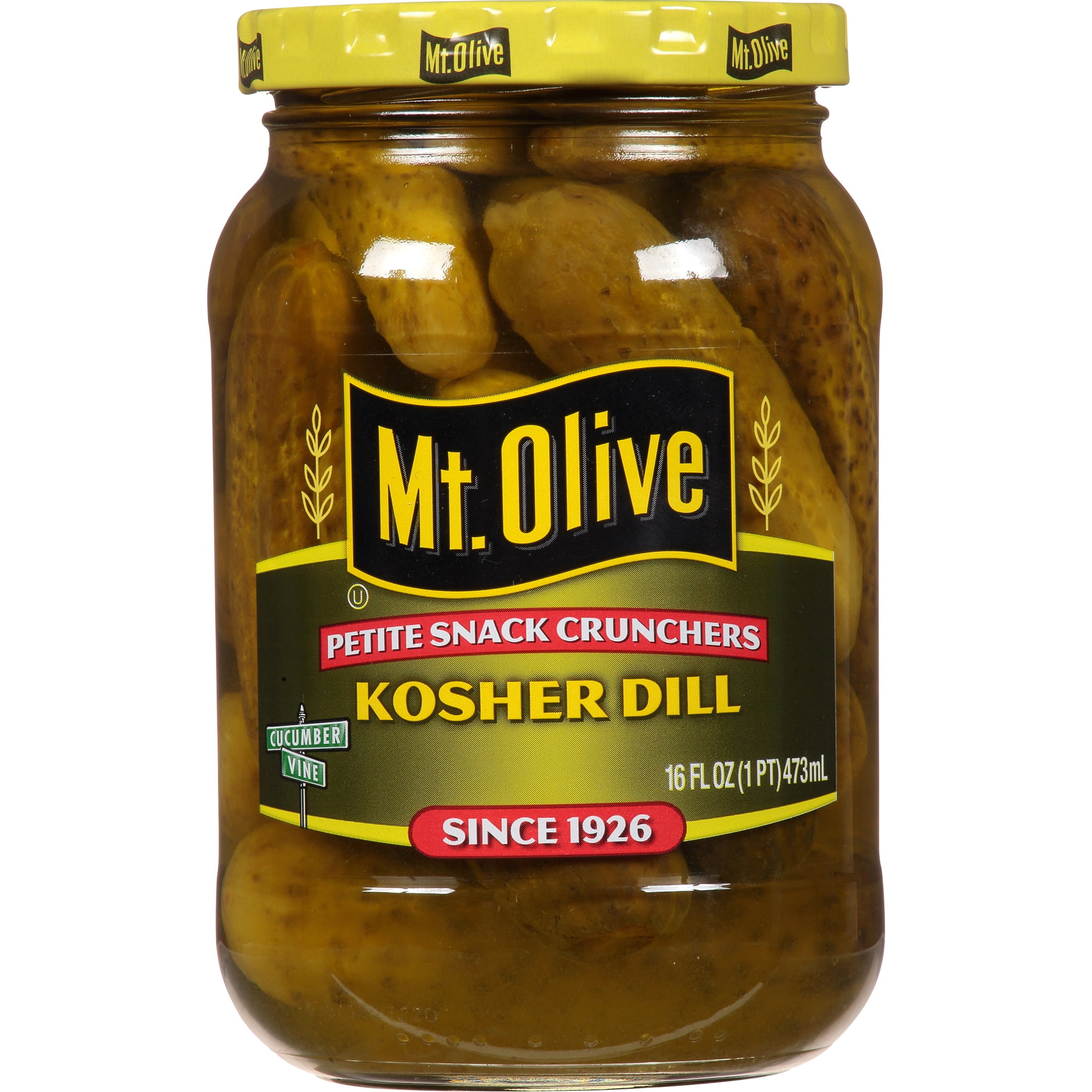 (12 pack) Mt. Olive Petite Snack Crunchers Kosher Dill Pickles, 16 fl oz Jar