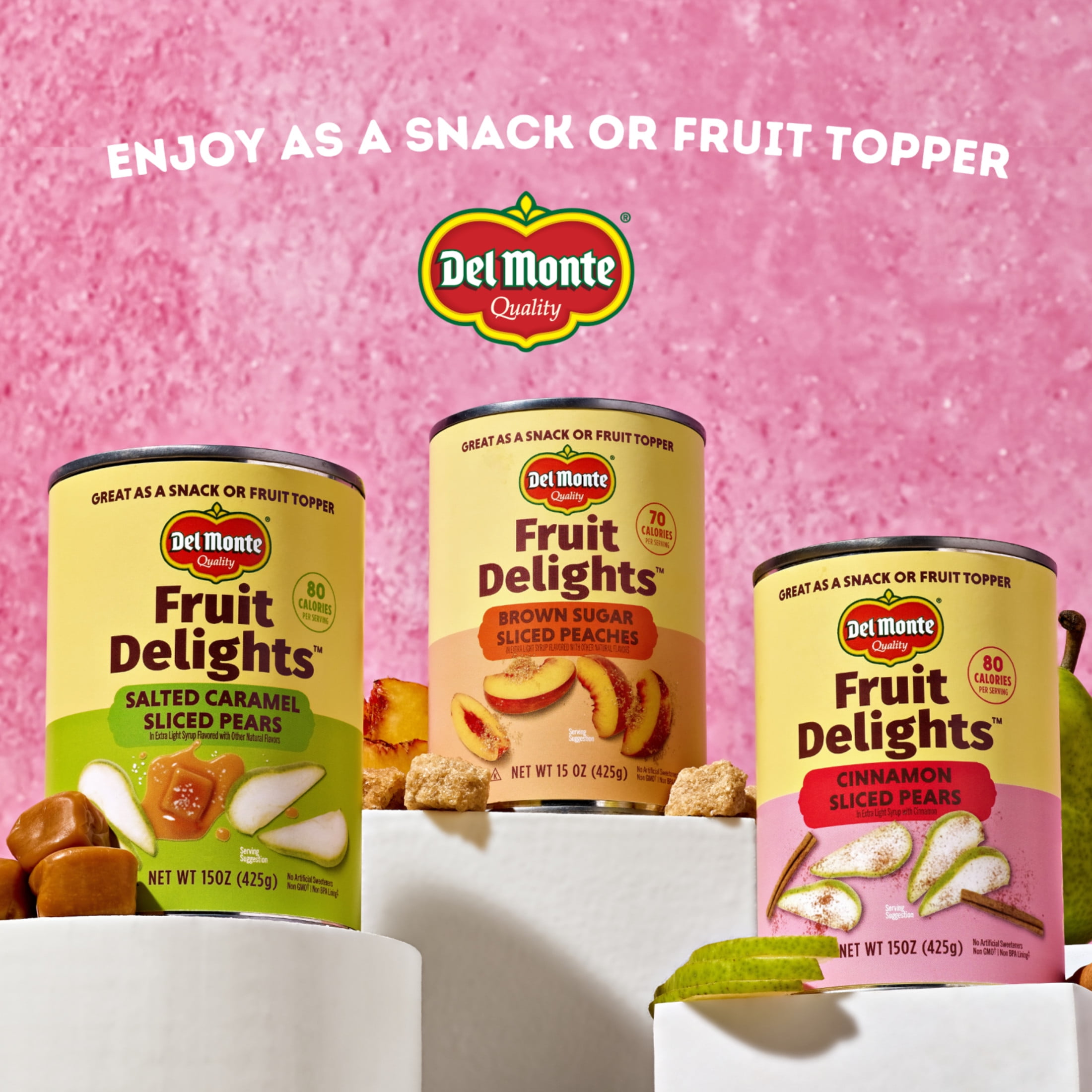 (12 pack) Del Monte® Fruit Delights Sliced Pears with Cinnamon in Extra Light Syrup, 15 oz. Can