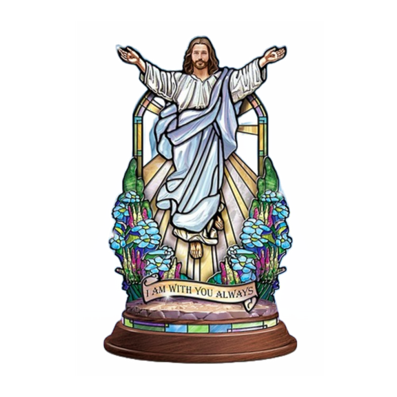 The Bradford Exchange With You Always Illuminated Stained-Glass Jesus Christ Sculpture 5"W X 8.25"H