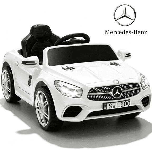 Licensed Benz CLS 350 12V Electric Ride on Car with Bluetooth Music, LED Lights, Spring Suspension, Toddler First Car, Battery Powered Electric Vehicle with Parent Remote Control (White)