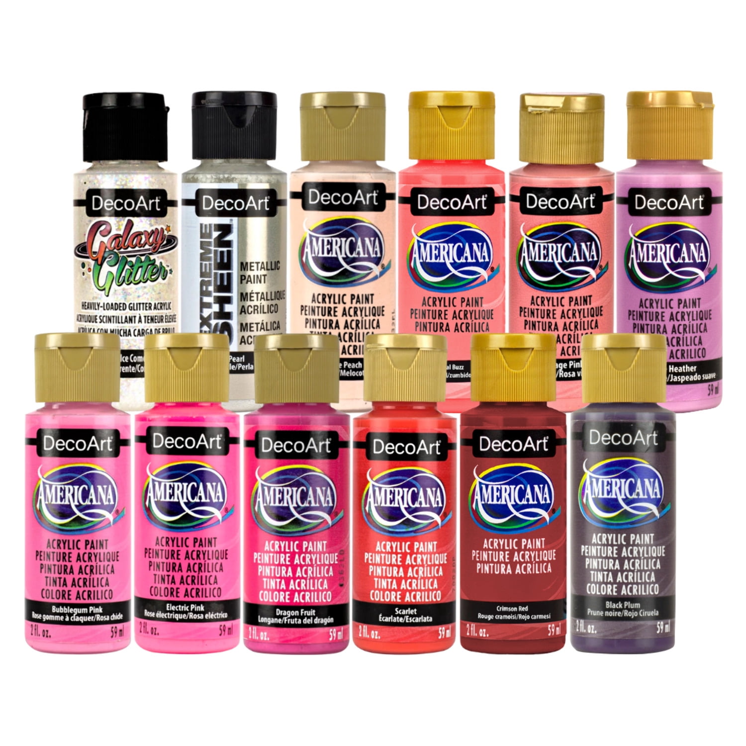 DecoArt Valentine & Galentine12-Piece Acrylic Paint Set, 2 fl oz Bottles