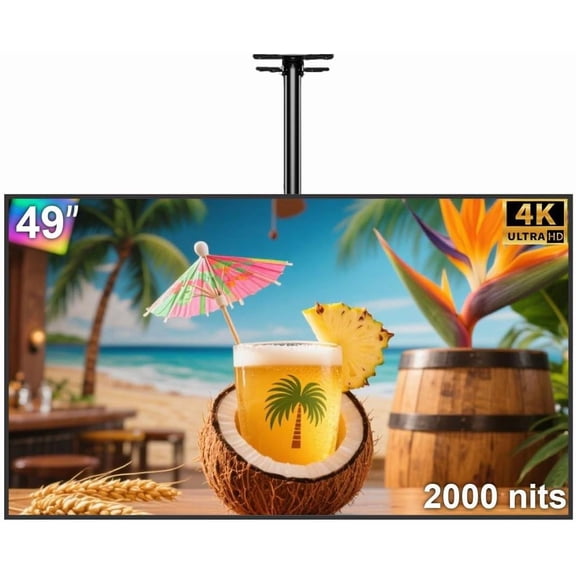 49 inch Slim Fit Frameless Digital Kiosk, 4K UHD 2000nits High Brightness Digital Signage, LCD Monitor Advertising Screen, CMS/U-Disk Plug&Play, 7/24 Timer Switch, HDMI/USB/WiFi/Android 11OS