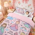 thumbnail image 3 of Meiyoeat Cute Princess Castle Rainbow Twin Bedding for Kids Girls, Girly Pink Cartoon Duvet Cover Set, Pink Reversible, 1 Duvet Cover and 1 Pillowcase (No Comforter), 3 of 6