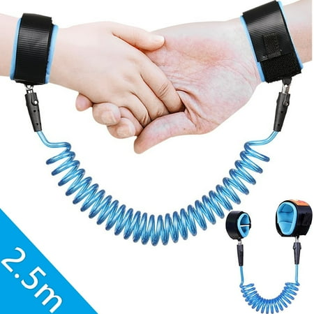 Amerteer Toddler Harness anti lost wristband, Anti Lost Belt Wrist Safe Link Wrist Straps for Babies, Soft Baby Leash Outdoor Safety Hook for Babies Kids Toddlers Runners (2.5m, Blue)