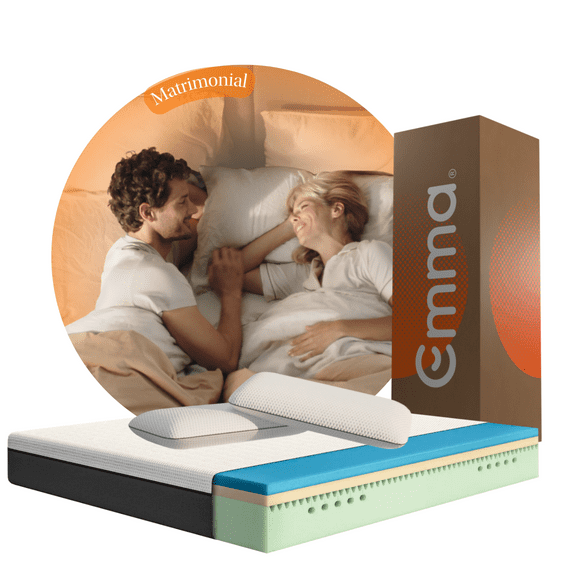 Combo Colchón Emma Original Matrimonial 135x190cm Memory Foam y 2 Almohadas Memory Adapt