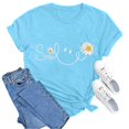 thumbnail image 5 of 2026 Womens T Shirts Fashion Tops Letter Daisy Flower Print Short Sleeve Summer Basic Slim Undershirts, 5 of 5