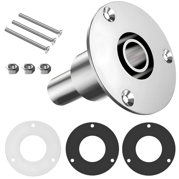 Marine Grade 316 Stainless Steel Thru-Hull Vent, Boat Deck Exhaust Port with Mounting Gaskets, Heavy Duty Air Vent Fitting for Heater Fuel Tank, Complete Installation Kit
