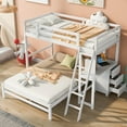 thumbnail image 2 of Euroco Twin over Full Bunk Bed with Desk and Drawers for Kids Teens Bedroom, White, 2 of 13