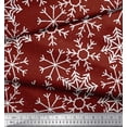 thumbnail image 3 of Soimoi Red Poly Georgette Fabric Snow Flakes Floral Printed Fabric 1 Yard 42 Inch Wide, 3 of 5