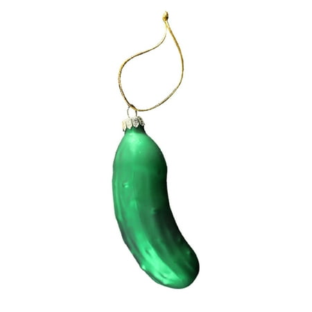 

German Christmas Pickle Ornament Tradition Green Glass Tree Decoration 2PCS Cat Ornament Glass Glam Decorations Decorative Easter Eggs for Display Bead Curtain for Doorway Car Partition Cat Memorial