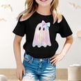 thumbnail image 2 of Bainana Child Girls Halloween T-Shirts Size 4-5 Years Breathable Ghost Print Short Sleeve Tees Halloween Outings Clothes Black, 2 of 4