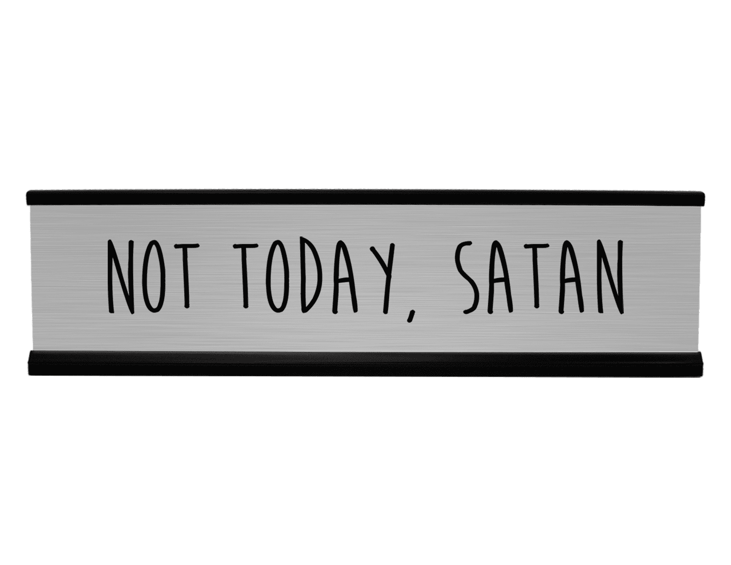 Funny "Nope" Desk Plate Sign - 2x8 Inches, Black With Silver Stand