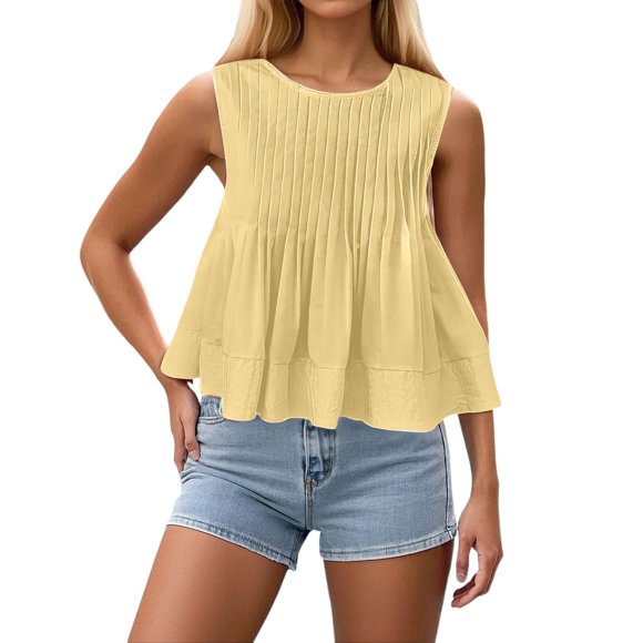 Womens Tank Tops 2025 Flowy Peplum Tops - Dressy Sleeveless V Neck Tank Tops