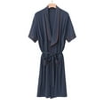 thumbnail image 2 of JTieacloth Soft Loose Sleepwear Male Casual Nightgown Solid Color Homewear Short Sleeve Half Waist Tie Robe Gray, 2 of 3