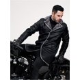 thumbnail image 3 of Men's Casual Warm PU Leather Jacket, Chic Fleece Lined Blazer Biker Jacket For Fall Winter Business, 3 of 5