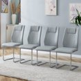 thumbnail image 2 of Set of 4 Light Gray PU Dining Chairs, Faux Leather Cushioned Seats with Metal Legs for Kitchen & Living Room, 2 of 10