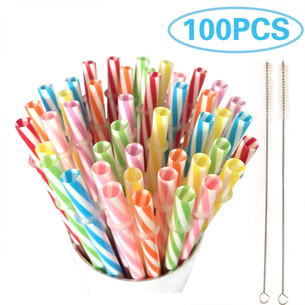 100 Piece Reusable Hard Plastic Straws. BPAFree, 9 Inch Long Various