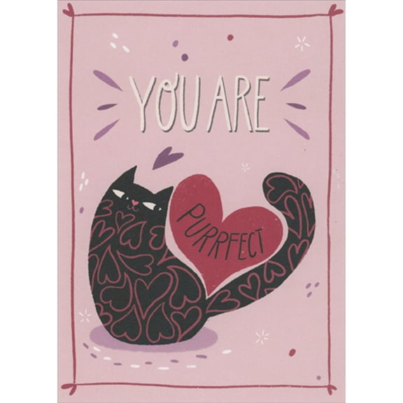 RSVP You Are Purrfect: Black Cat with Heart Shaped Patterns Valentine's Day Card from Cat