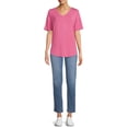 thumbnail image 2 of Time and Tru Women's Short Sleeve V-Neck Tunic T-Shirt, 2 of 5