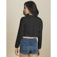 thumbnail image 4 of Moomaya Full Sleeves Boxy Crop Top , Round Neck Cotton T-Shirt Top For Women, 4 of 8