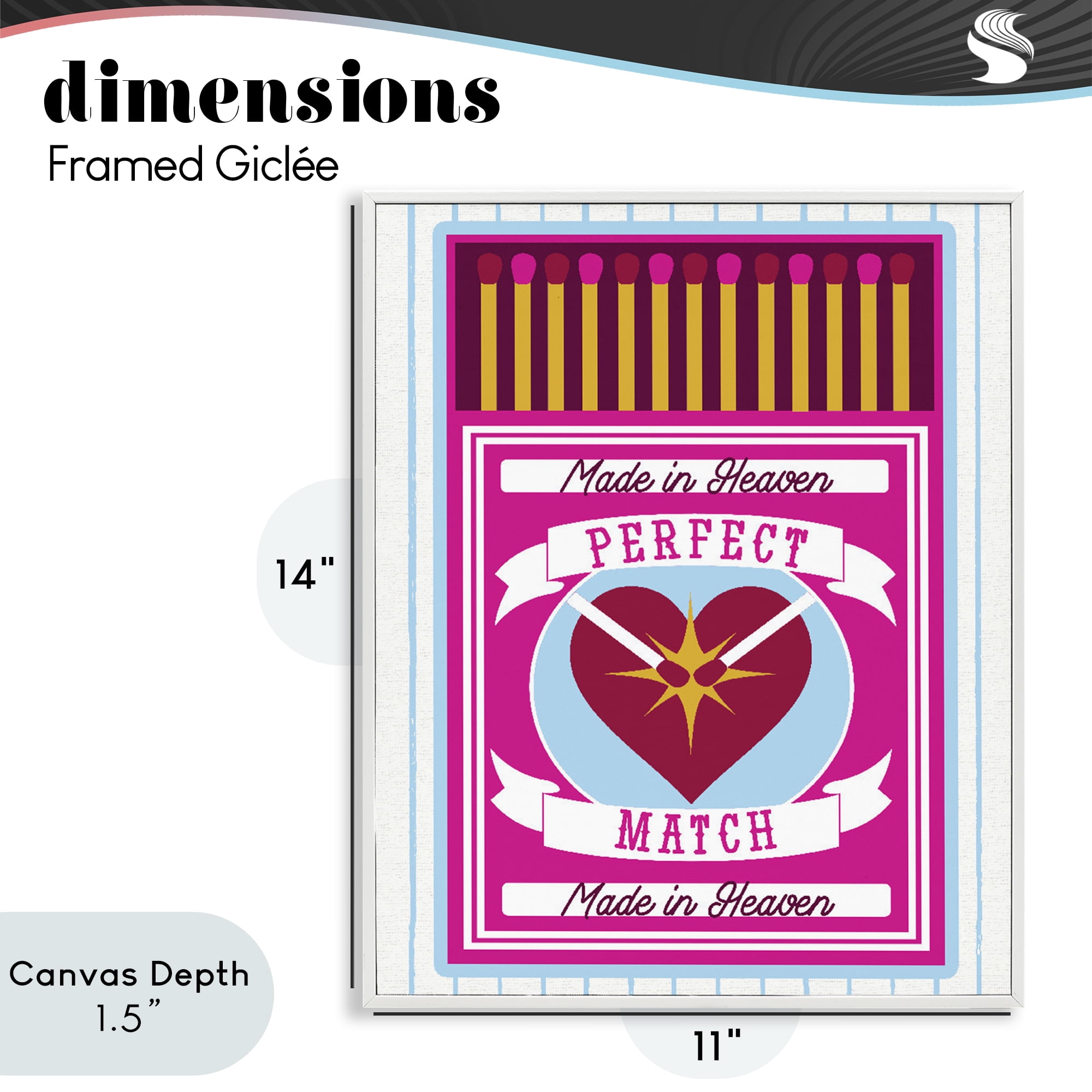 Stupell Industries Perfect Match Made In Heaven White Framed Giclee Art, design by Lil' Rue