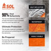 SOL Waterproof Emergency Blanket XL