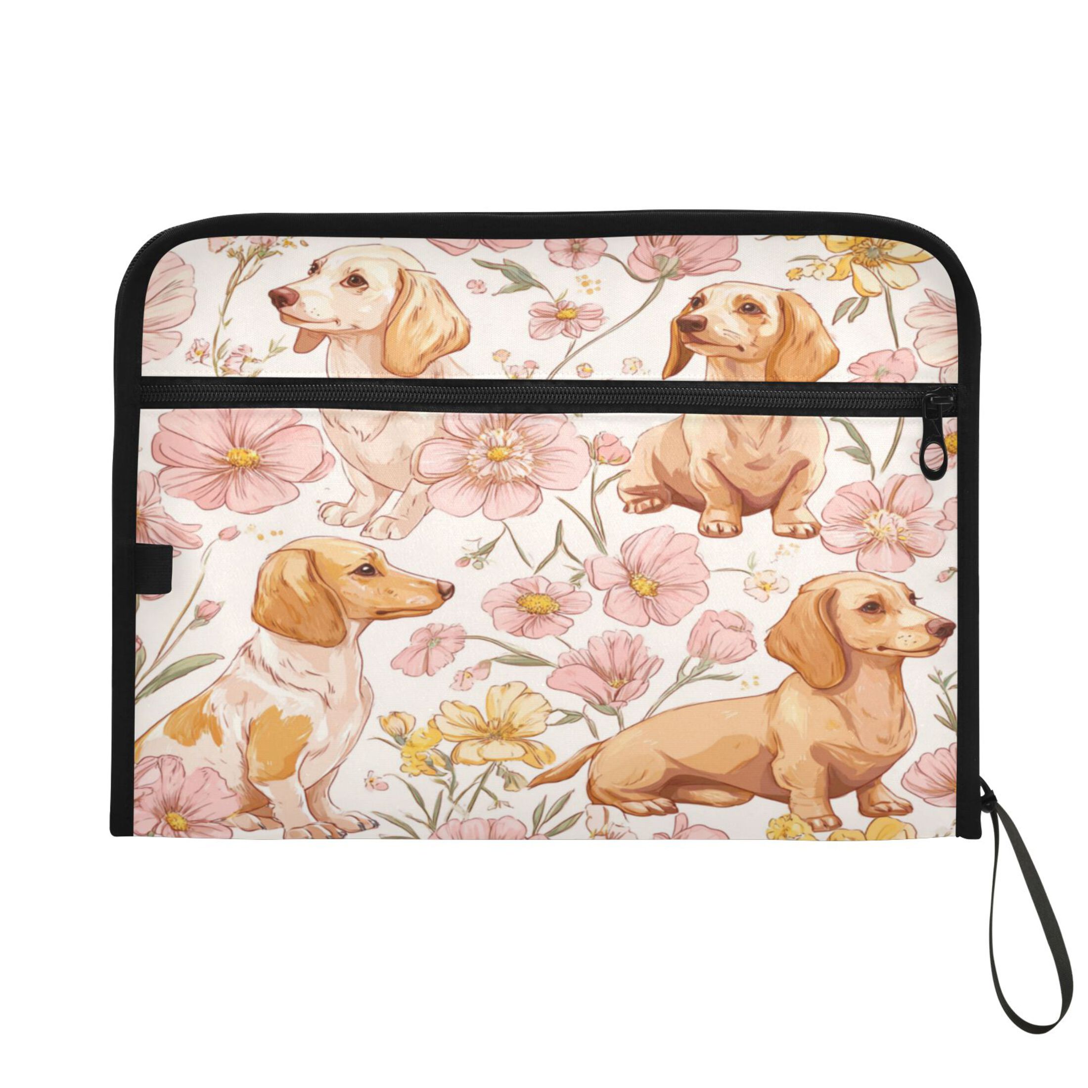Folder Waterproof A4 Size File Folder Home Work Office Categorized Storage File Manager 13 Individual Pockets Lovely Cartoon Dachshund Dogs
