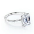 thumbnail image 3 of JeenMata Classic 1.75 Carat Emerald Cut Halo Engagement Ring in 18k White Gold Over Silver, 3 of 6