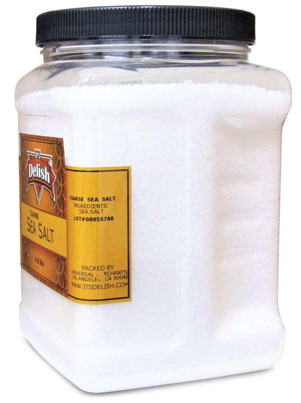 Coarse Grain Real Sea Salt by It's Delish - 4.6 lbs Jumbo Reusable Container - Pure Ocean Natural Unrefined Kosher Salt - Perfect for Steaks and French Fries, Roasted Fruits & Vegetables