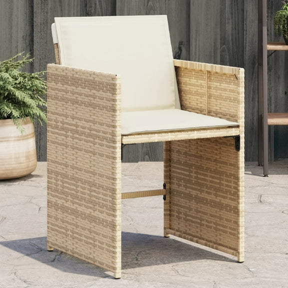 vidaXL Patio Chairs with Cushions 4 pcs Beige Poly Rattan