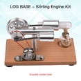 thumbnail image 2 of Stirling Engine Kit Electricity Generator Hot Air Motor Model with LED Light Flywheel Design Science Experiment with Wooden Base DIY Education Toy for Teacher Adults Kids School Office Decor, 2 of 8