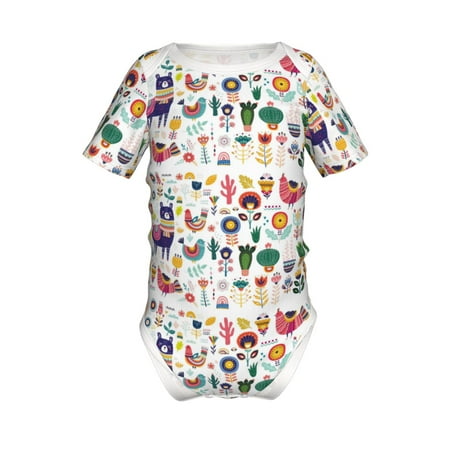 

Lukts Alpaca Flower Print Baby Short Sleeve Romper Onesie for Newborn Baby Boys and Girls-6 Months