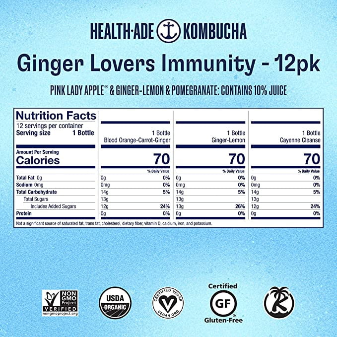 Buy HealthAde Kombucha, Organic Ginger Lovers Variety Pack, 16 fl oz