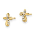 thumbnail image 2 of Finest Gold 14K Yellow Gold CZ Cross Post Earrings, 2 of 3
