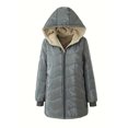 thumbnail image 5 of Wutalume Women's Solid Color Thick Long Sleeve Fashion Coat Jacket with Geometric Wave Hood, Mid Length Plush Insulated Coat for Cold Weather Comfort,Gray 2XL, 5 of 5