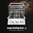 thumbnail image 5 of Chaleur Grill Outdoor 23 in 3-Burner Built-in Natural Gas Grill, 30000 BTU, Stainless Steel, 5 of 7